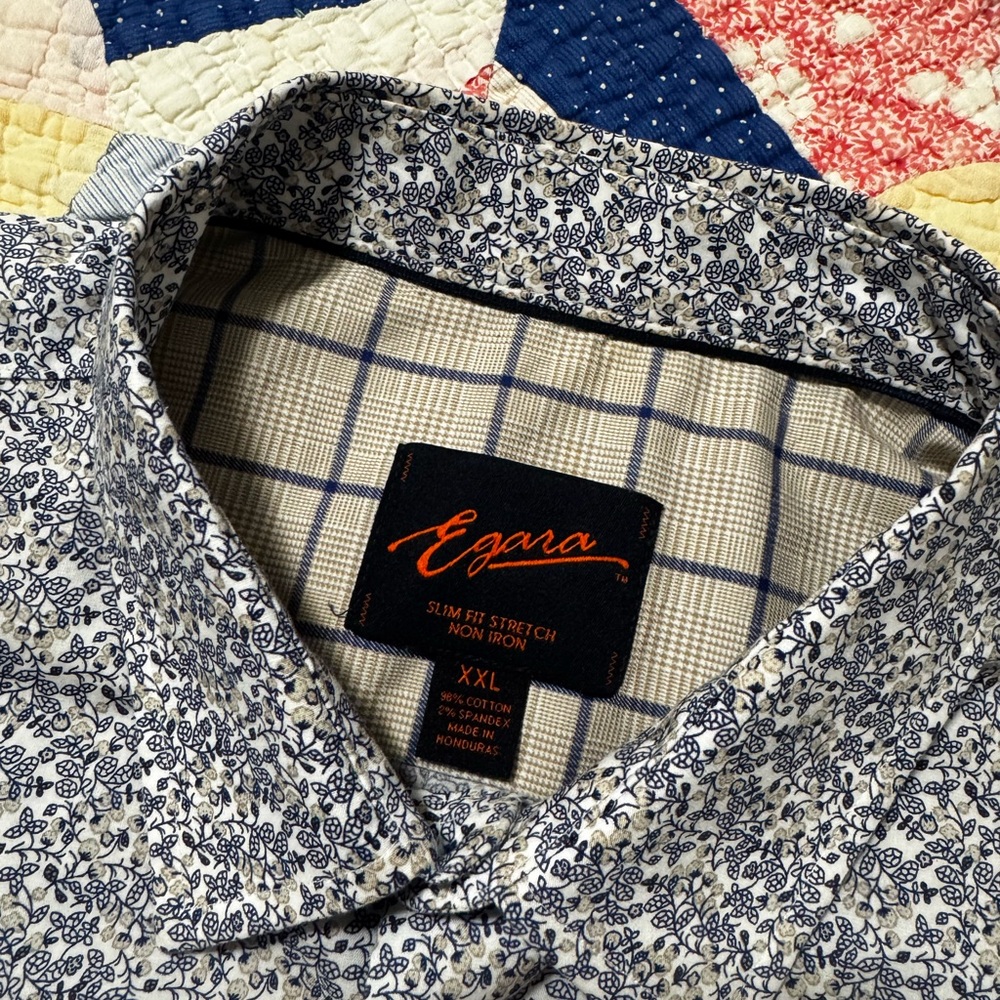 Blue Patterned Button-Up Shirt - Picture 5 of 6